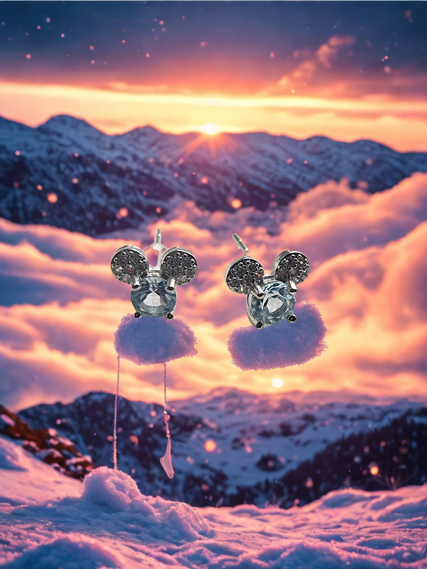 Topaz Mickey Mouse Ears in 925 Earrings
