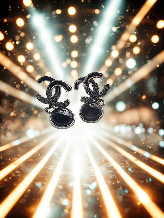 925 Black Obsidian CC Earrings
