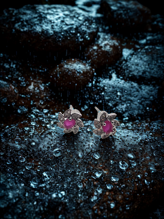 925 Sterling Silver Ruby Earrings